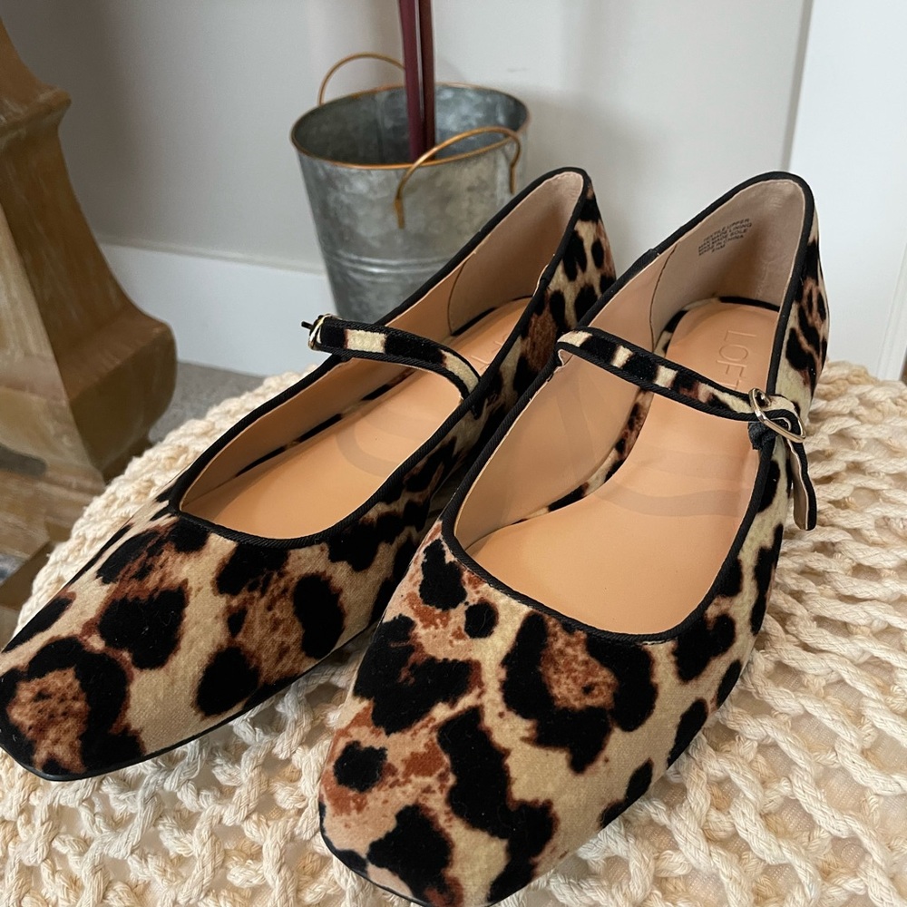 LOFT Leopard-Print Mary Jane Flats in Brown and Black